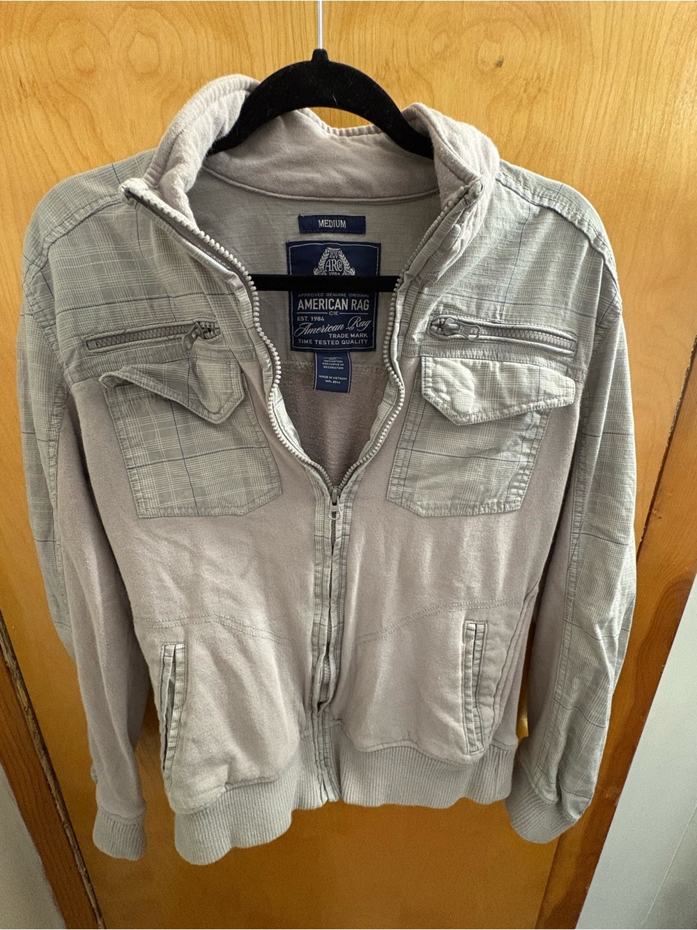American Rag Men’s Light Gray Zip-Front Jacket - Size M